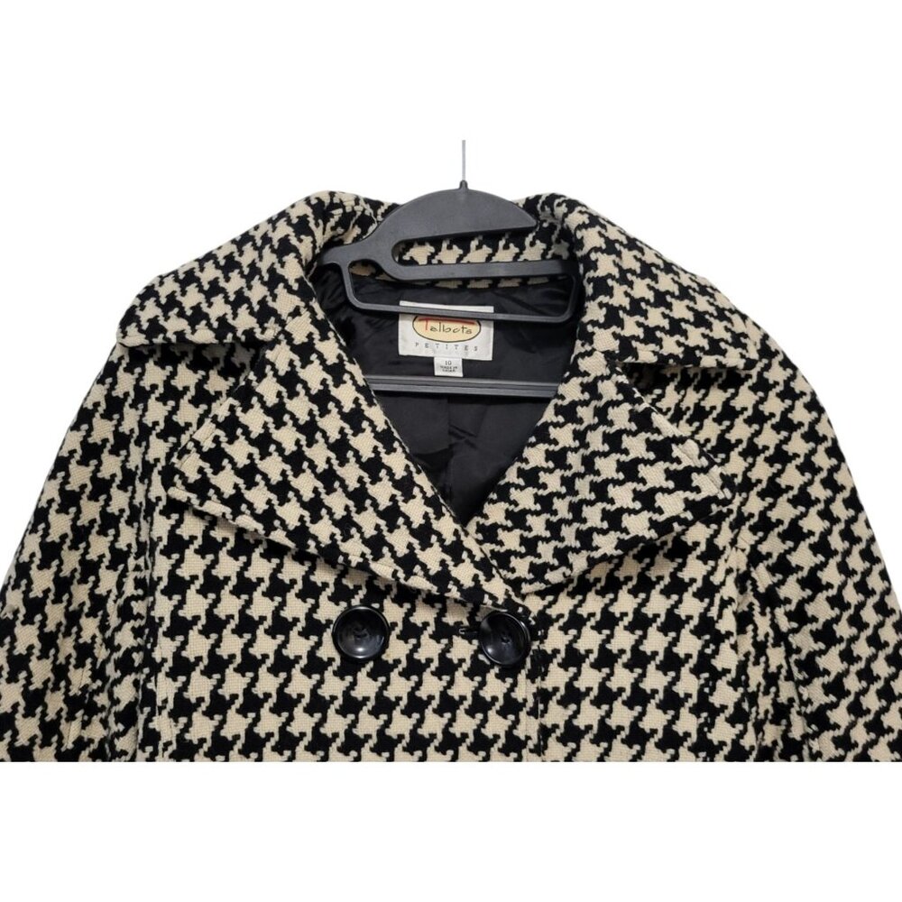 Vintage Talbots Houndstooth Belted Wool Coat Wool Double Breasted - Picture 4 of 14